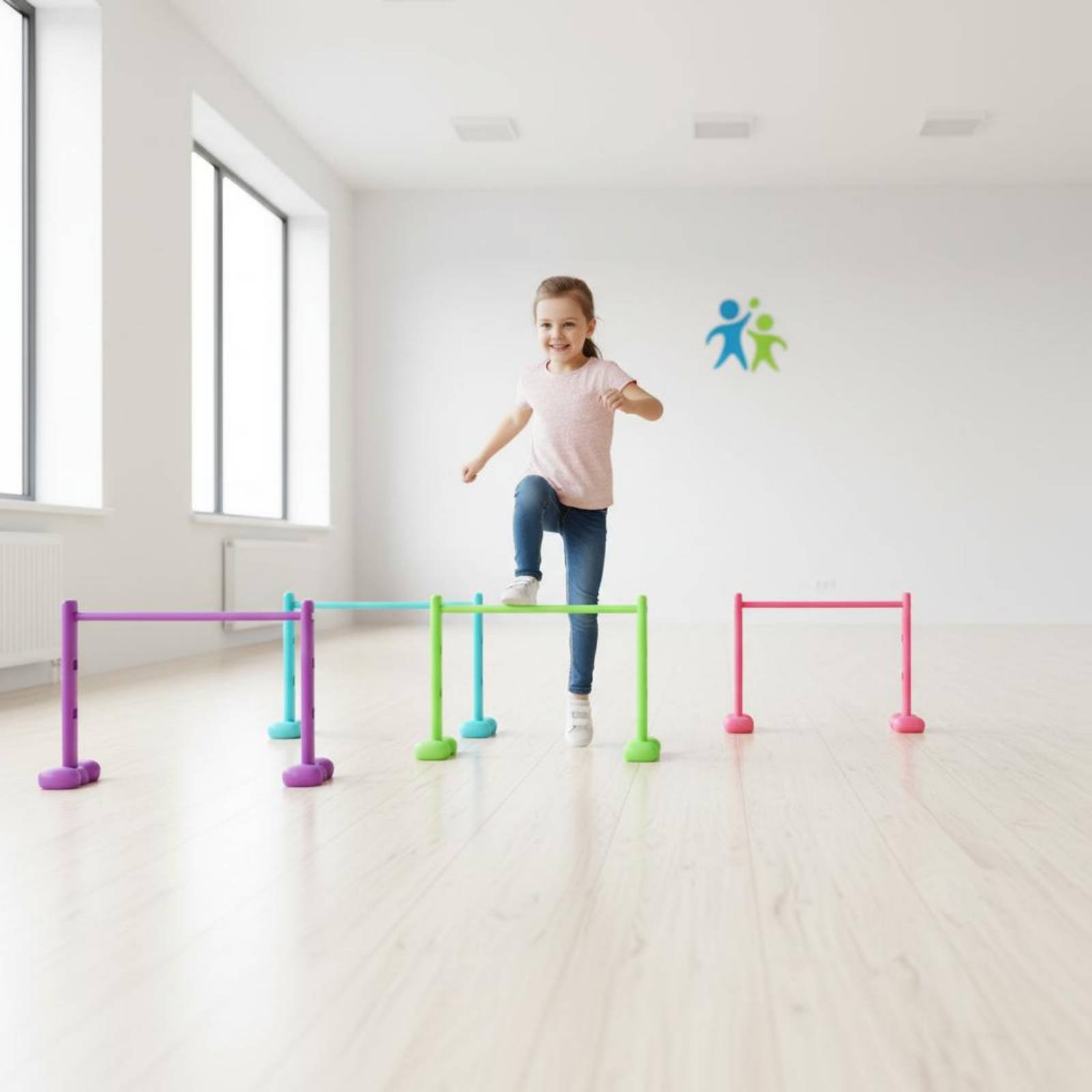 Agility Hurdle Set - 4ピースクロールトンネルセット、頑丈な子供用ハードルセット、屋内障害物コース、安全なプラスチック製子供用アジリティハードル、明るい色