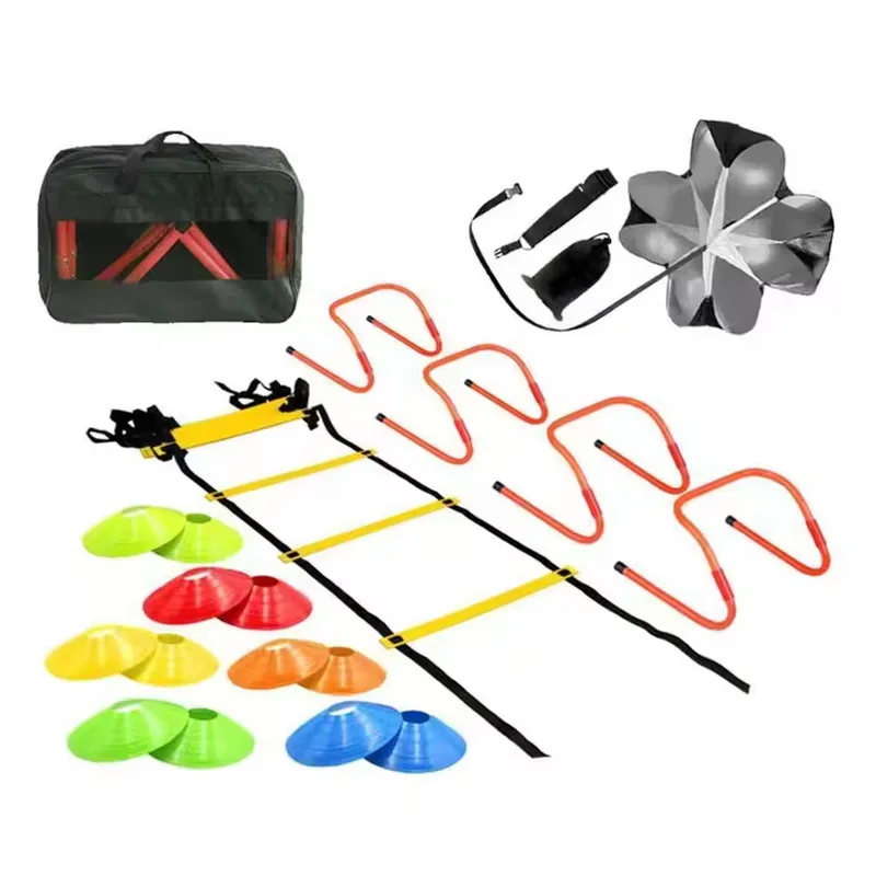 Agility Hurdle Set - ActEarlierサッカー/フットボールスピードトレーニング機器セット 12個のコーン、4個のハードル、ランニングパラシュート、アジリティラダー