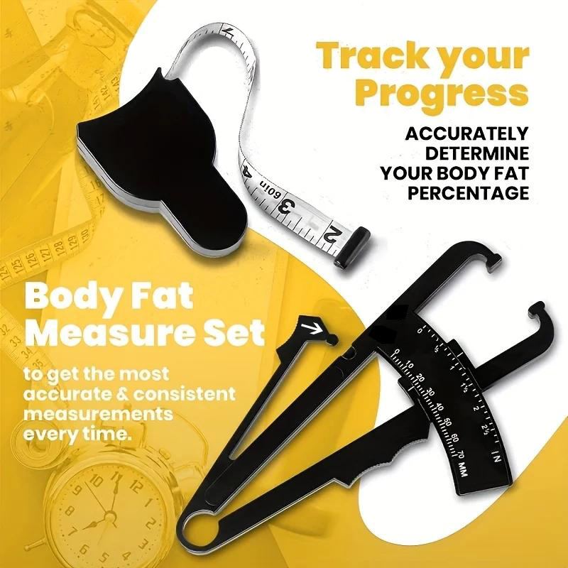 Agility Hurdle Set - 1セット70mm皮下脂肪測定器セット、メジャーテープ付き、体脂肪モニター、体脂肪テスター、皮下脂肪測定アクセサリー