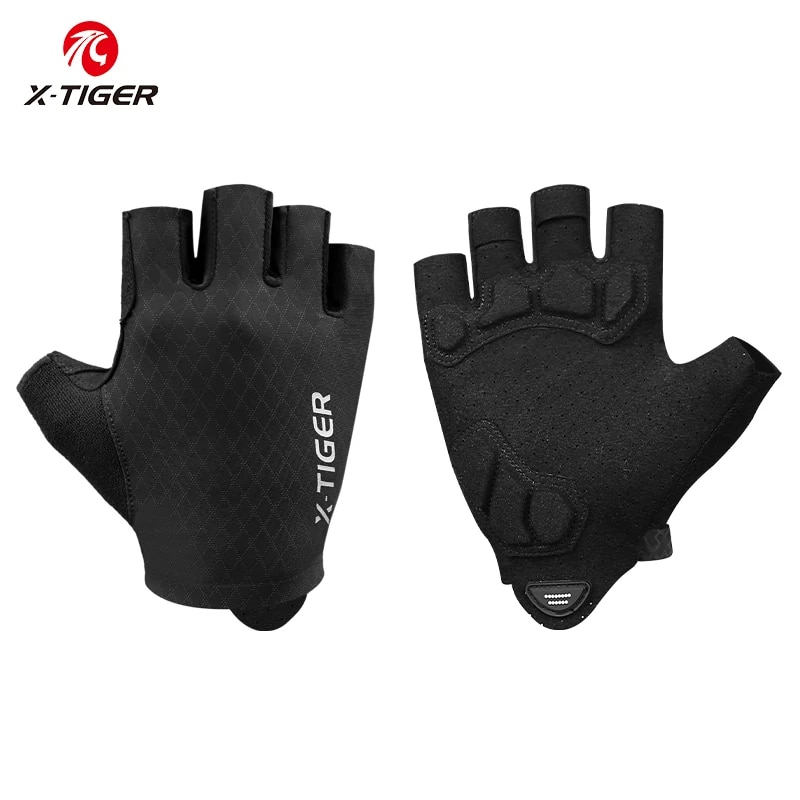 Xin Sports Equipment - X-Tiger-男性と女性のためのハーフフィンガーサイクリンググローブ、耐衝撃性、耐摩耗性、通気性、mtb、ロード、自転車、スポーツ用品