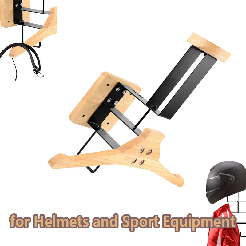 木製オートバイヘルメットホルダー壁掛けフックディスプレイラッ - Sports Equipment For Home のレビューと価格