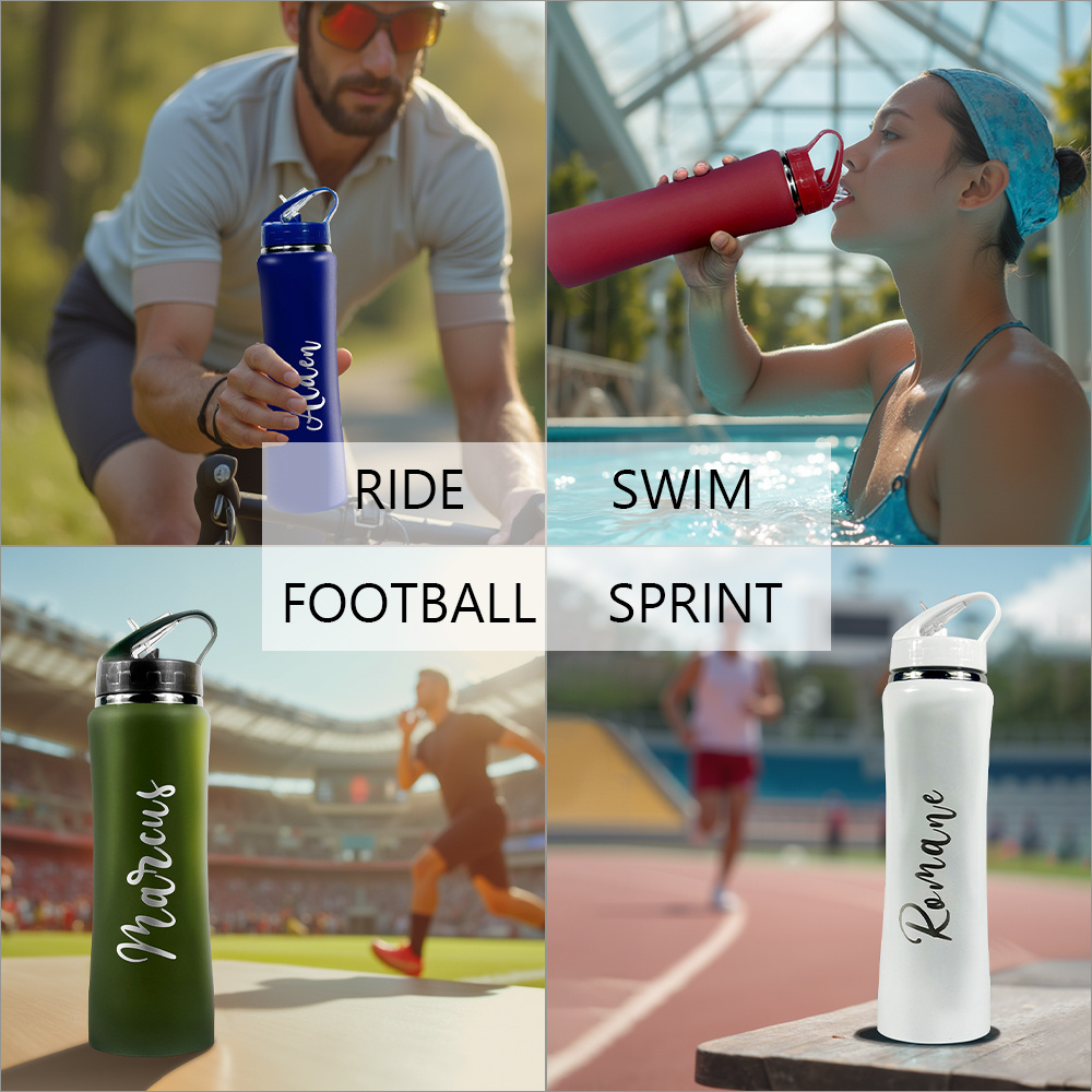 パーソナライズされた名前入りストロー付きウォーターボトル、カ - Sports Equipment And Names のレビューと価格