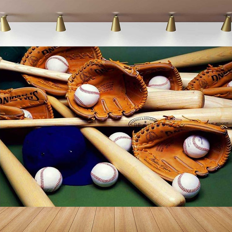 写真撮影用背景幕 ブルー野球帽 ブラウン手袋 野球ポスター  - Sports Equipment Background のレビューと価格